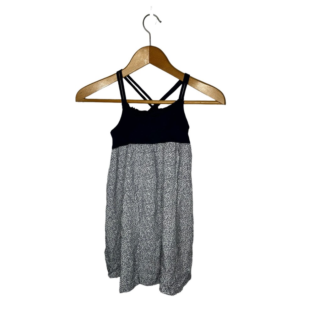 Gap Kids sz small‎ 6-7double strap ditsy floral navy blue summer dress girls